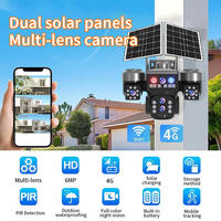 Caméra de sécurité solaire 6MP à 4 objectifs, 3 PTZ V380, avec zoom 10X et vision nocturne couleur intégrale, vente en gros
