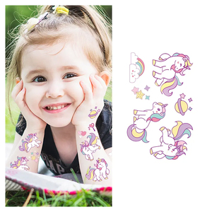 Più venduto <span class=keywords><strong>unicorno</strong></span> temporaneo tatuaggio adesivi per bambini, trasferimento di acqua Glitter Body Art, sicuro e lavabile all'ingrosso per bambini tatuaggi - Product Image 2