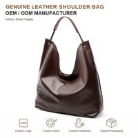 Sac à bandoulière souple en cuir pleine fleur pour femme avec fermeture éclair supérieure, grande capacité, sac hobo pour les trajets quotidiens, en stock, logo personnalisé