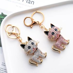 Cute Cat 3d Keychains for Bag Veautiful Metal Custom Keychain With Crystal for Girls High Quality Metal <b>Key</b> <b>Chain</b> - Product Image 1