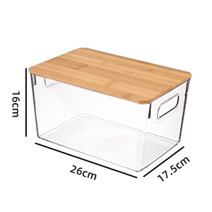 Rõ ràng Acrylic & tre Nắp hộ gia đình lưu trữ hộp mới đa năng hình chữ nhật hình dạng PP nhựa đồ lặt vặt tổ chức container - Product Image 1
