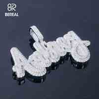 Estilo Hip Hop 2,5 pulgadas 925 plata esterlina nombre colgante lujo corte redondo laboratorio cultivado diamante letra colgante joyería fina
