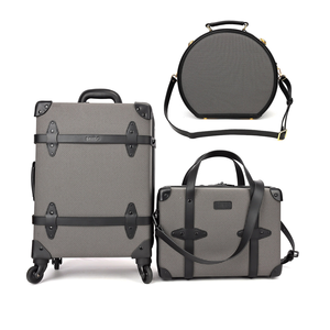 Ensemble de 3 valises HIBO Vintage <span class=keywords><strong>Tartan</strong></span> avec fermeture éclair, capacité jusqu'à 1L et sangle simple, bagage rétro type coffre - Product Image 1