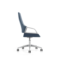 Chaise de bureau pivotante moderne ergonomique de luxe, en cuir contemporain, dossier moyen, réglable