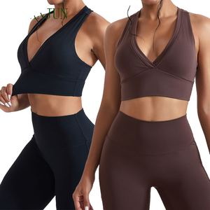 Soutien-gorge de sport à col en V et dos nageur, maintien élevé, léger, extensible dans quatre directions, pour yoga et fitness, séchage rapide, respirant, sexy - Product Image 1
