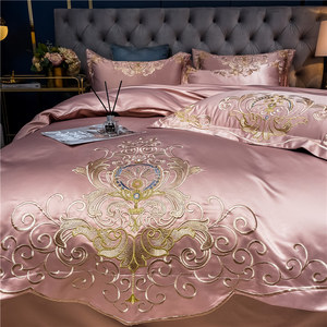 Sang Trọng 8 Màu Sắc Đám Cưới Rửa Sạch Lụa Màu Sắc Tinh Khiết Hai Mặt Băng Lụa Tấm Ga Giường Chăn Bìa Mượt Bộ Đồ Giường Bộ - Product Image 4