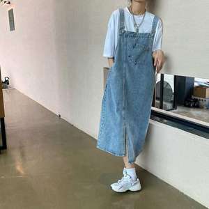 <strong>Women</strong> Distressed Denim Pinafore Dress <strong>for</strong> <strong>Women</strong> Loose Fit Midi Overall With Pocket Detail <strong>Salopette</strong> Femme Overalls - Product Image 2
