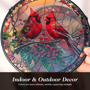 Metal Chain Christmas Ornaments for <b>Tree</b> Decorations Glass Suncatcher for Window with Northern Cardinal - Product Image 5