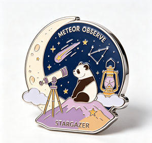 Pin de solapa de esmalte personalizado, broche de metal, insignia de panda con telescopio espacial, regalo de recuerdo para bolsos y ropa - Product Image 4