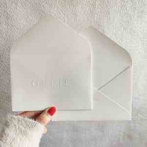 Papel de Arte Blanco Mate con Logotipo en Relieve, Sobres Blancos Personalizados con Tarjeta de Agradecimiento para Marca de Moda - Product Image 4