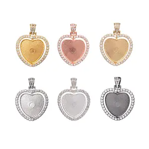 25mm Heart Shaped Rotation Double Sided Sublimation Jewelry Blank Pendant Photo Pendant for memory picture