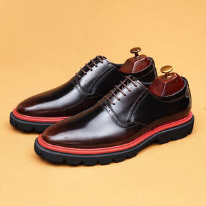 Chaussures pour hommes respirantes antidérapantes de haute qualité, chaussures en cuir décontractées, chaussures décontractées noires à semelle épaisse - Product Image 6