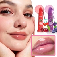 Gloss à lèvres rose végétalien en gros, brillant transparent, avec porte-clés, gloss à lèvres brillant avec paillettes, saveur de fruits, fournisseur de base de gloss à lèvres