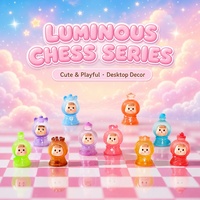 Figurine d'échecs Kawaii en résine, ornement artisanal pour étagère, décoration de bureau, cadeau pour les amateurs d'échecs