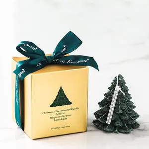 Luxury Green Art Candle Scented Christmas Tree Scented wax Gift Candles Family Holiday Decoration Scented wax for 24 hours