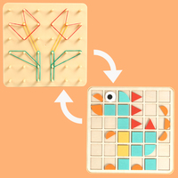 StarQmi Juguete de Mosaico de Madera Montessori 2 en 1 con Bandas Elásticas, Juego de Bloques de Construcción STEM para Niños de 2 a 4 Años Preescolar