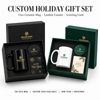 Coffrets cadeaux de tasses à café en céramique avec logo personnalisé, sous-verres en PU, carte de vœux, cadeau d'entreprise pour Noël, Nouvel An, fête des employés, coffret cadeau de fin d'année
