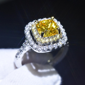 Pt950 plaqué platine importé moissanite carré simulation entièrement incrusté bague en diamant princesse carré bague en diamant carat - Product Image 3