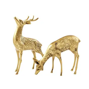 Decorative Crafts Pure Copper Statuette Brass Deer Statue Metal Deer Elephant Bullfighting Series Animal figurine