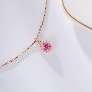 <span class=keywords><strong>Pendentif</strong></span> ovale classique en <span class=keywords><strong>saphir</strong></span> <span class=keywords><strong>rose</strong></span> naturel pour femmes, chaîne en or 18k, bijoux de fête, livraison gratuite - Product Image 2