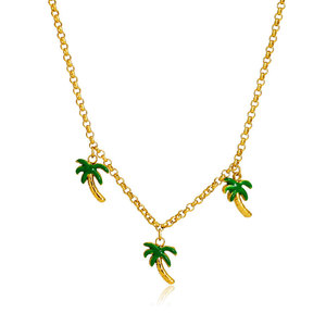 Collar de Joyería con Colgante de Árbol de Coco Chapado en Oro de 18k, de Acero Inoxidable 316L, Resistente al Agua y al Deslustre, para Mujer - Product Image 5