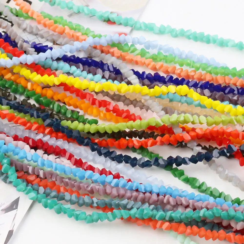 crystal 2mm-6mm stock opaque colors triangle faceted crystal beads for jewelry making crystal beads wholesale bulk