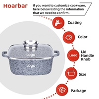 Cazuela cuadrada de aluminio fundido a presión de diseño clásico de 22cm, olla para sopa, cazuela de cocina con revestimiento de piedra antiadherente de granito