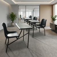 Ensemble bureau et chaise pour étudiants, durable, avec structure métallique robuste, bureau scolaire individuel pour centre de formation, salle d'examen universitaire