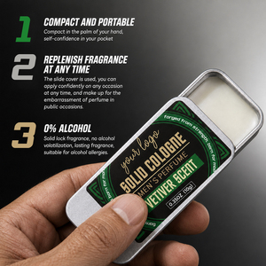 OEM Portable Design Long Lasting Fragrance Non <b>Sticky</b> No Residue Stain Refreshing Smoky Earthy Breath Vetiver Man Solid Cologne - Product Image 5