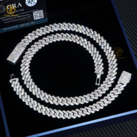 Collier glacé personnalisé 8mm 10mm 15mm Chaîne à maillons cubains Moissanite en diamant plaqué or blanc en argent sterling 925