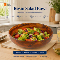 Bol à salade en résine, motif tourbillon ambré, réutilisable, durable, écologique, minimaliste, fait main, qualité alimentaire, vaisselle de table pour la maison