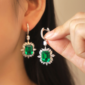 ANSTER-<span class=keywords><strong>pendientes</strong></span> de gota de oro de 18k con diamante de Esmeralda colombiana, aretes grandes de 10,06 quilates - Product Image 1