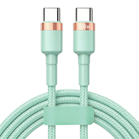 Kabel Pengisian Cepat USB-C ke USB-C 100W 2M, Kabel Data Sinkronisasi PD 5A dengan Jalinan Nilon dan Cincin Logam untuk Ponsel, Tablet, Laptop