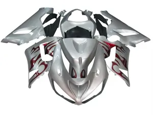 Kit de Carrocería de Motocicleta de Plástico ABS Plateado Rojo Fuego para 636 <span class=keywords><strong>ZX6R</strong></span> ZX-6R <span class=keywords><strong>05</strong></span> 06 - Product Image 1