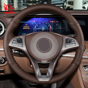 Funda de Volante de Cuero Marrón para <span class=keywords><strong>Mercedes</strong></span> Benz <span class=keywords><strong>Clase</strong></span> E <span class=keywords><strong>Estate</strong></span>, <span class=keywords><strong>Clase</strong></span> <span class=keywords><strong>C</strong></span>, GLA, C350e, GLC - Product Image 5