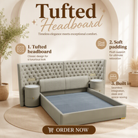 Cadre de lit moderne de luxe royal européen en cuir capitonné beige, rembourré et durable, pour salon avec table de chevet