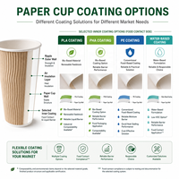 Gobelets à café jetables à double paroi en papier ondulé de 16 oz, vente en gros, compostables, revêtement PHA/PLA/PE, gobelets en papier personnalisés avec logo, service alimentaire