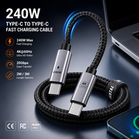 Câble USB-C vers USB-C universel 240W PD 3.1, transfert de données 20 Gbps, sortie vidéo 4K 60Hz, cordon de charge rapide tressé 2m