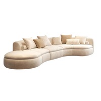Neues modernes minimalistisches cremefarbenes Luxus-Stoffsofa mit geschwungener Form, Wabi-Sabi-Stil, unregelmäßiges Sofaset für das Wohnzimmer
