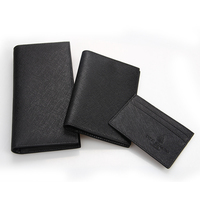 Grosir dompet kulit asli dompet panjang pria pemegang kartu kredit dompet kulit hitam logo kustom