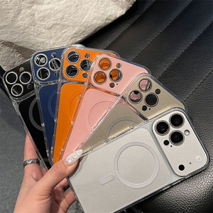 Coque de téléphone magnétique en acrylique original pour iPhone 17 16 15 14 13 Pro Max avec cadre de protection d'objectif d'appareil photo en verre dégradé IMD - Product Image 4