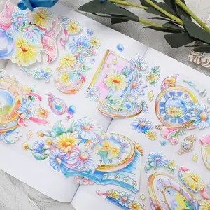 11 Thiết Kế 2M/Cuộn Laser Vàng Hoa Pet Trang Trí Băng Chim Hoa Trong Suốt Dính Dán Cho Tạp Chí Scrapbooking