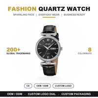 SKMEI 2090 Analoge Quarz-Uhr für Damen Weiches Lederarmband 3ATM Wasserdicht Schicke Damen-Armbanduhr