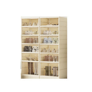 Sıcak satış çift sıra şeffaf plastik ayakkabı raf uzun çizme ve oyuncak depolama çok katmanlı katlanır ayakkabı dolabı - Product Image 5