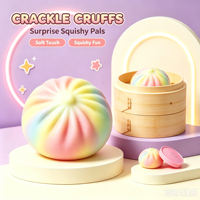 Jouet Squishy Crackle Rainbow Bun en boîte ronde, jouet anti-stress sonore et croustillant, jouet de simulation alimentaire pour la décompression