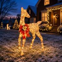 Oferta Especial: Set Familiar de Renos Navideños Iluminados para Jardín Exterior con Luces LED, Estacas y Bridas