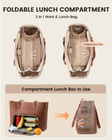 LOVEVOOK Nouveauté 2026 Sacs à bandoulière isothermes pour femmes avec compartiment repas, sac fourre-tout 3-en-1 pour ordinateur portable, sacs à main isothermes pour femmes