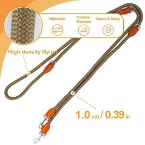 Correa de perro cruzada manos libres, correa de entrenamiento ajustable de doble extremo, correa de cuerda de nailon resistente para caminar, correr, trotar - Product Image 4