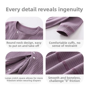 Tutina per Neonati in Puro Cotone, Senza Cuciture, a Maniche Lunghe, per Bambini e Bambine, Colore Unito, per Passeggiate e Gattonamento, OEM ODM - Product Image 4