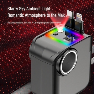 ที่ชาร์จในรถยนต์แบบเร็ว 120W พร้อมสาย Type-C และ Lightning ในตัว ไฟ RGB จอแสดงผลดิจิตอล ช่องเสียบที่จุดบุหรี่ สำหรับ iPhone และ <span class=keywords><strong>Android</strong></span> - Product Image 6